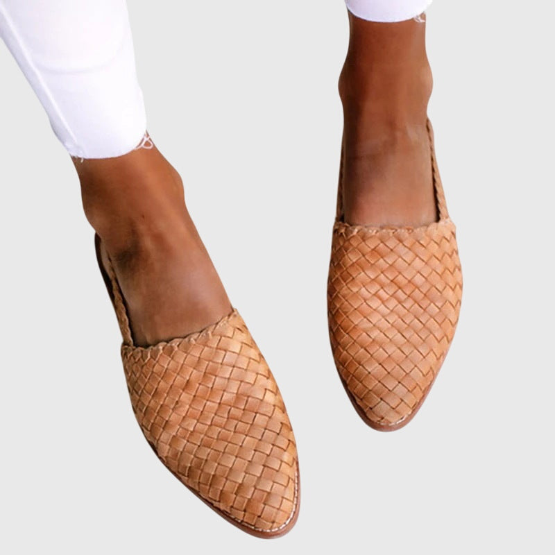Gevlochten slingback flats