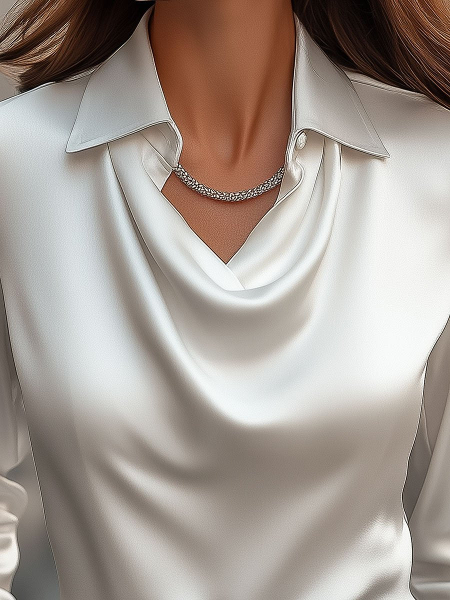 Satijnen blouse met draperie