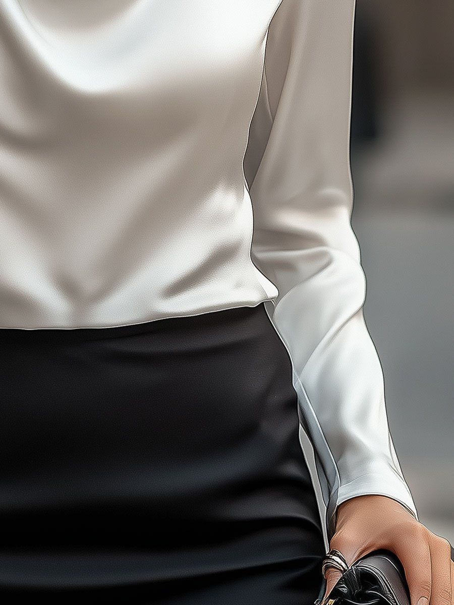 Satijnen blouse met draperie