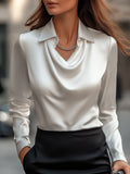 Satijnen blouse met draperie